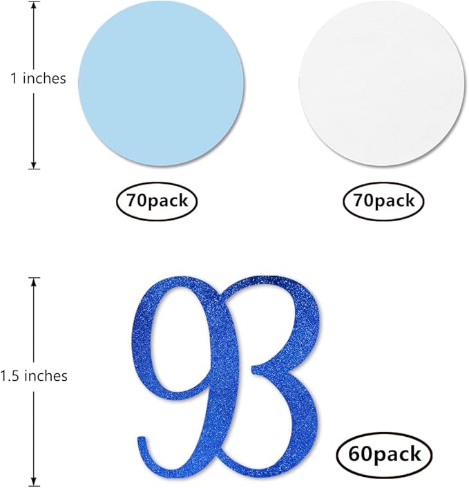 Blue Glitter 93 Confetti, 93rd Birthday Number Confetti - Image 2