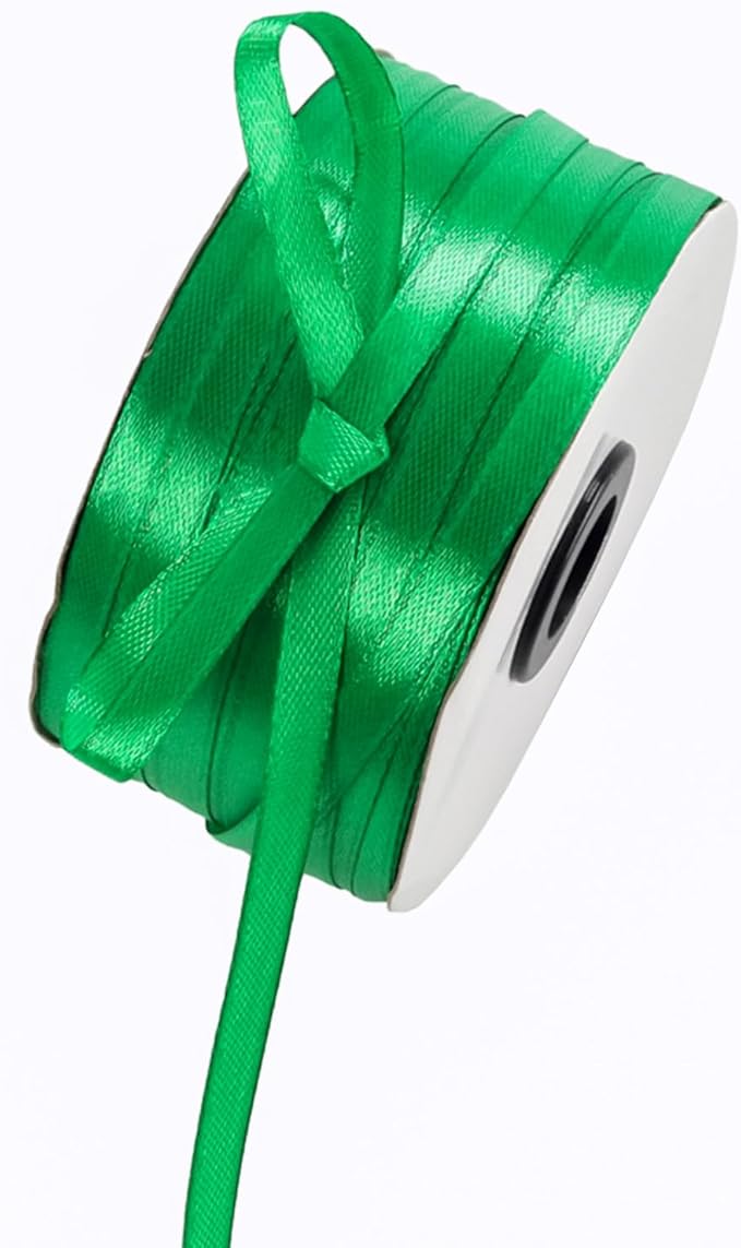 1/4" x 230 Yards Emerald Green Satin Ribbon Single Faced Bulk Fabric Ribbons by Oakarbo