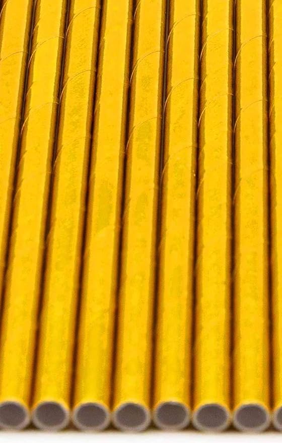 Pack of 150 Gold Foil Biodegradable 4-Ply Paper Drinking Straws - Image 3
