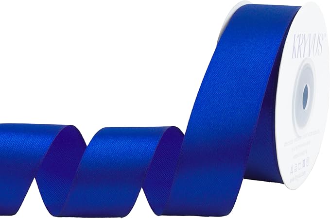 Dark Royal Blue Satin Ribbon 1 inch X Continuous 25 Yards, Single Face by Kryvusribbon