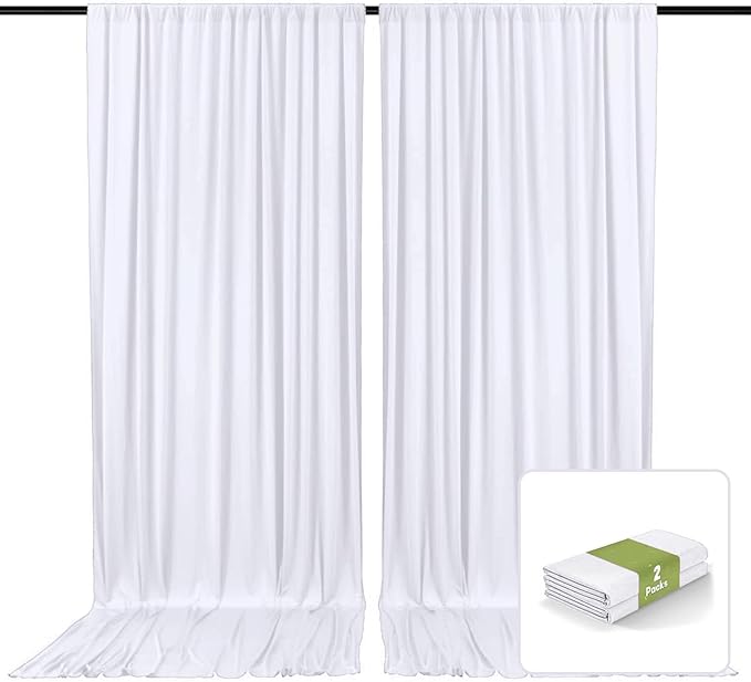 2 Panels White Backdrop Curtain, 10 x 10 Feet Background Curtains by Zankubom