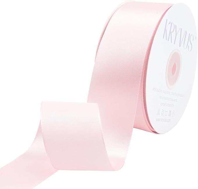 Baby Pink Satin Ribbon 1-1/2 inch X Continuous 50 Yards, Single Face Polyester by Kryvusribbon