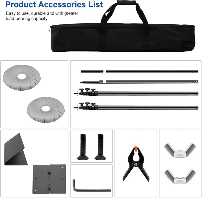 Jiang&Rong Backdrop Stand Kit - 10ft x 8.5ft Adjustable Photo Background Stand - Image 2