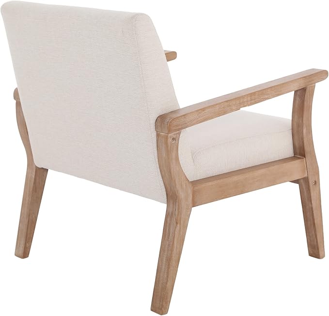 Mid Century Modern Accent Chair Set of 2, Linen Upholstered Living Room Accent - Image 7