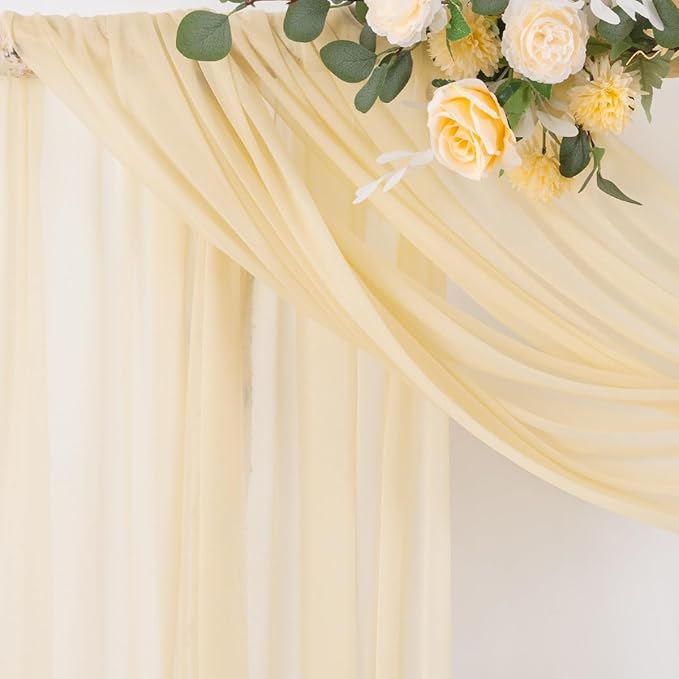 Socomi Champagne Sheer Wedding Arch Draping Fabric 29" x 20Ft 2 Panels Outdoor - Image 4
