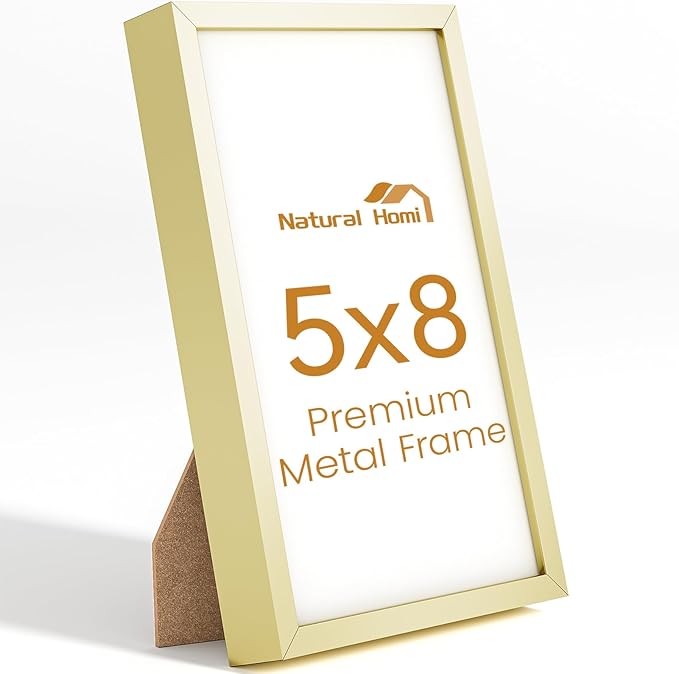5x8 Aluminum Metal Picture Frame, Tempered Glass Gold Photo Frame 5x8 by Unknown