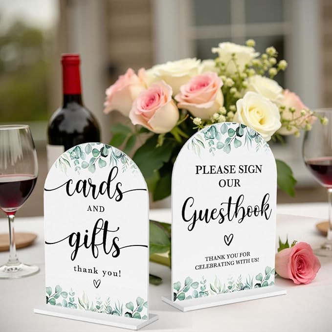 2 Pcs Acrylic Wedding Signs for Reception, Bridal Shower Decorations, Cards and - Image 6