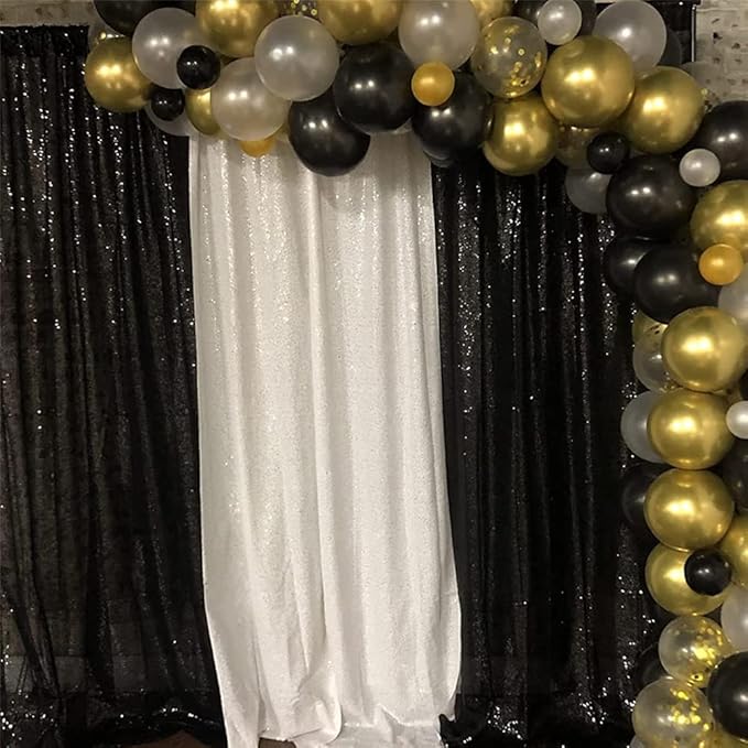 SquarePie Sequin Backdrop Curtain White 2FTx8FT 2 Panels Background - Image 7