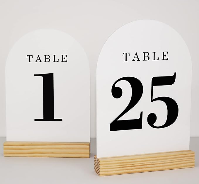 Wedding Table Numbers 1-25, Acrylic Arch Signs by ORGANTEAM