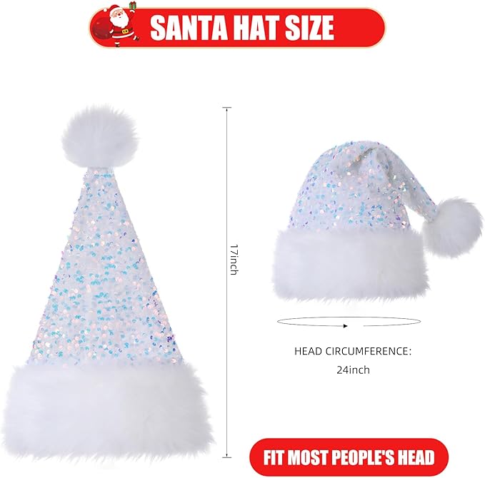 Personalized Sequin Santa Hat for Adults, Xmas Halloween New Year Holiday - Image 5