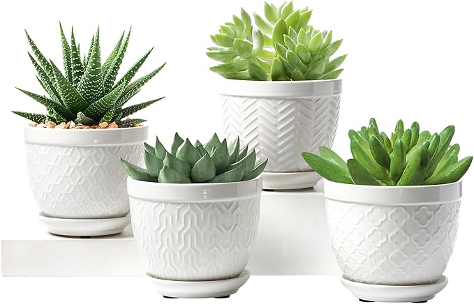 Sureasy Ceramic Plant Pots, 4.7 Inch Flower Pots by Sureasy