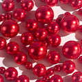 300Pcs Red Polished No Hole Faux Pearl Beads by Cusmation