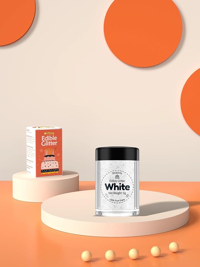 Shanlinly White Edible Glitter for Cakes Drinks - Image 4