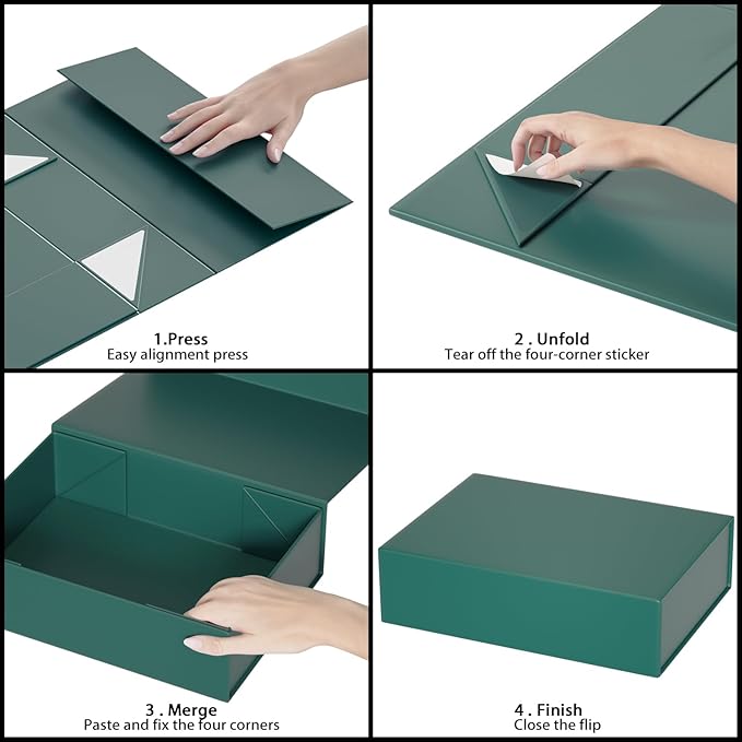 Green Gift Box 11.9" x 8.5" x 3.3" - Image 3