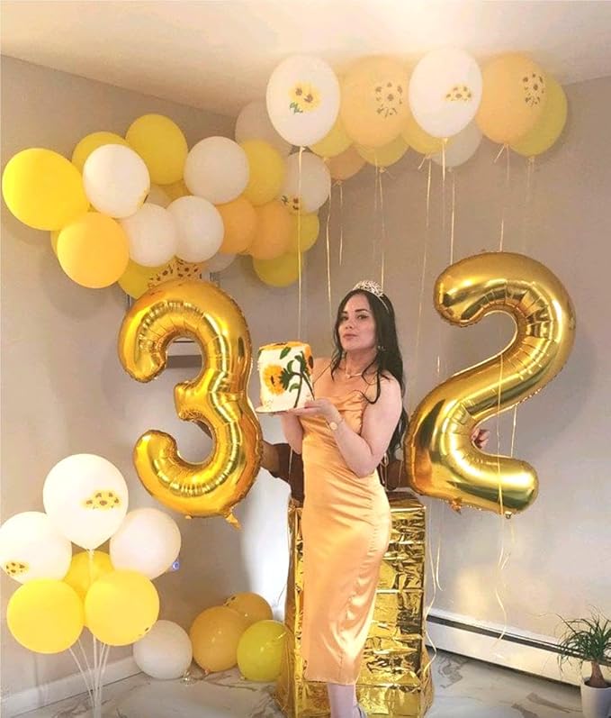 40 Inch Gold 23 32 Large Number Balloon, 23 32 Gold Birthday Party Decorations - Image 6