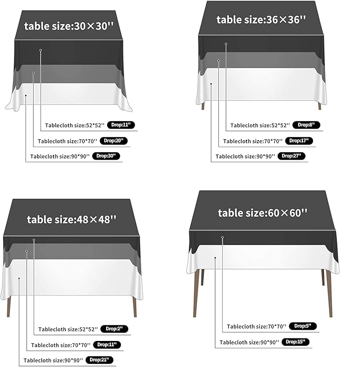 Fokitut 2 Pack Waterproof Square Tablecloth, 52x52 Inch, Stain Resistant and - Image 3