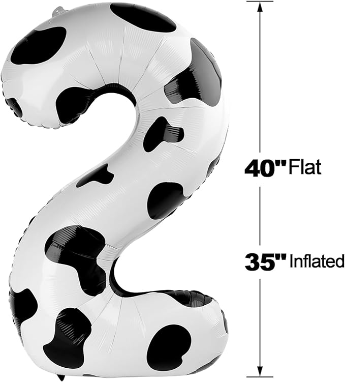 40 Inch Big Cow Print Number 2 Balloon Birthday Decoration, Number 2 Helium - Image 2