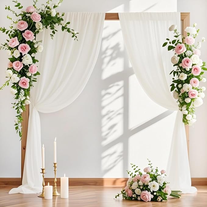 MLMW Wedding Arch Draping Fabric 1 Panel 29" x 20Ft Ivory Sheer Wedding Arch by MLMW