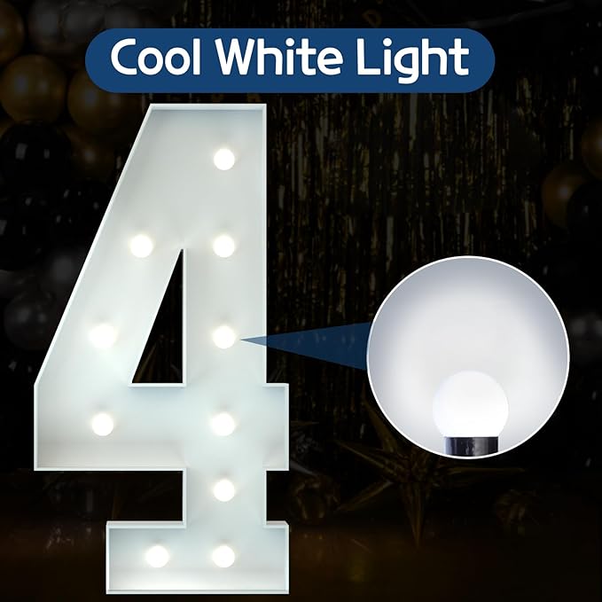 Marquee Numbers 4 Feet Tall Big Light Up Numbers 4 Year Old 14th 40th Birthday - Image 2