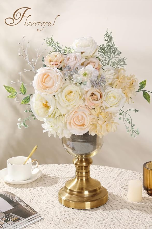 Floweroyal Artificial Flowers Combo White Flowers Mix Silk Flowers Dahlia Roses - Image 5