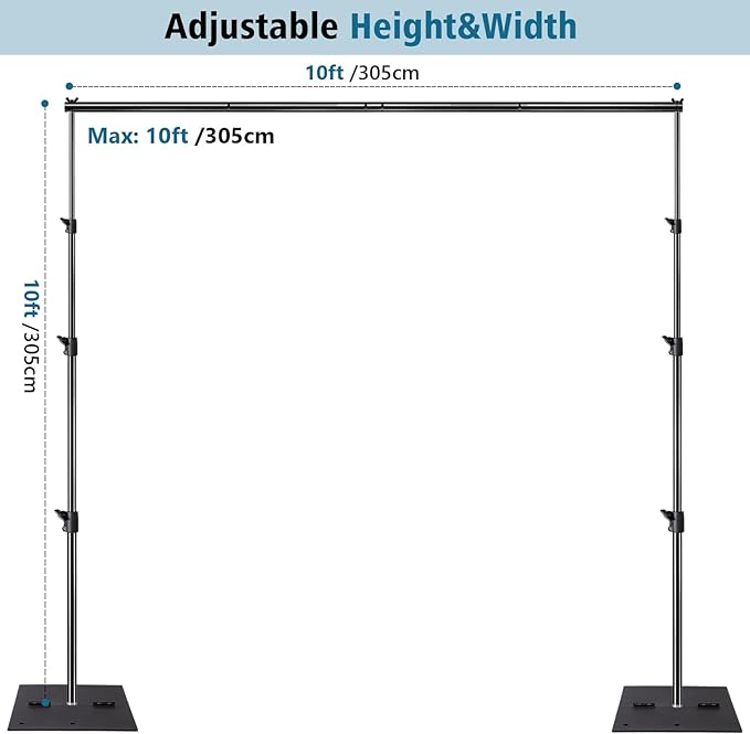 SLOW DOLPHIN Pipe and Drape Photography Backdrop Stand Kit Adjustable Photo - Image 2