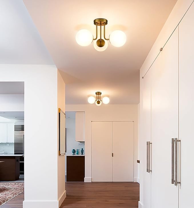 Modern Brass Gold 3-Light Ceiling Light - Image 2