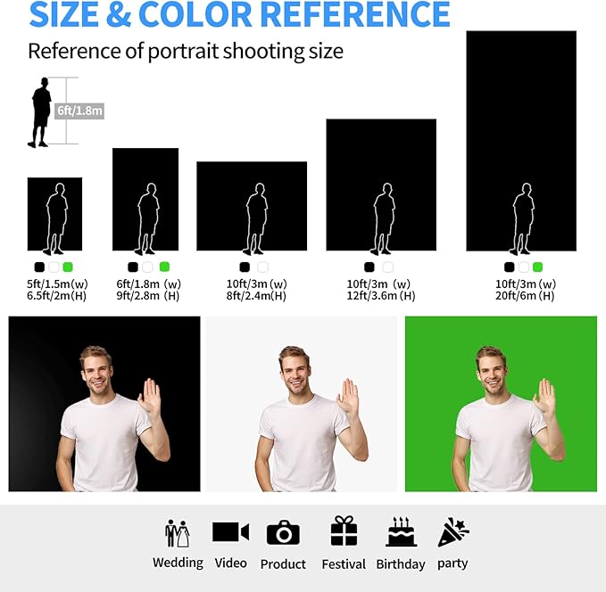 HEMMOTOP Black Backdrop 10x8 ft, Polyester Fabric Background Curtain Screen - Image 8
