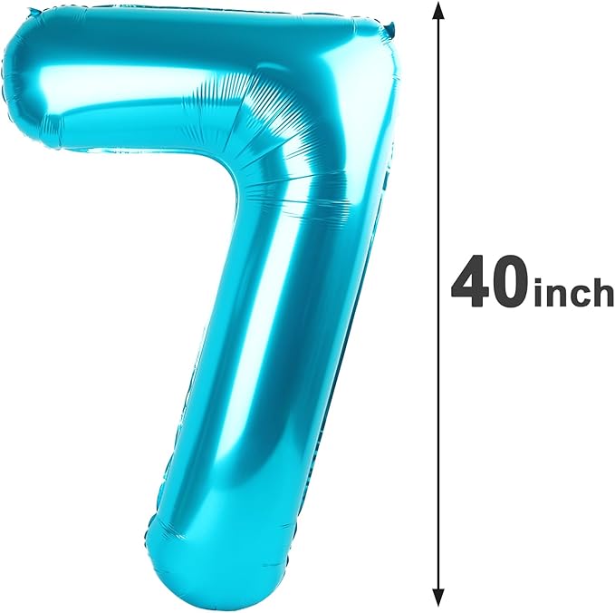 Blue Number 7 Birthday Balloon 40 Inch, Digital Balloons - Image 2