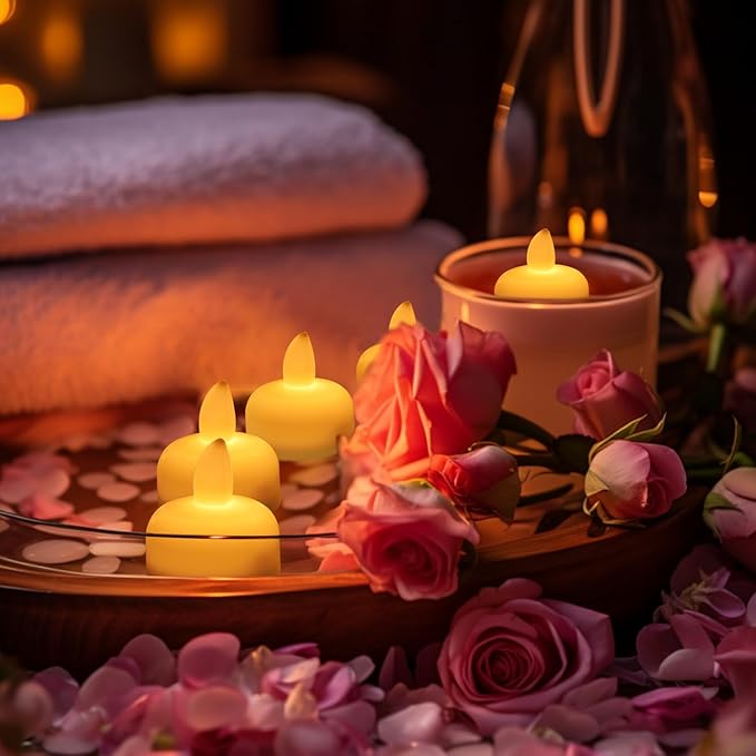 24pcs Warm White Flameless Waterproof LED Floating Candles, Battery Powered - Image 8