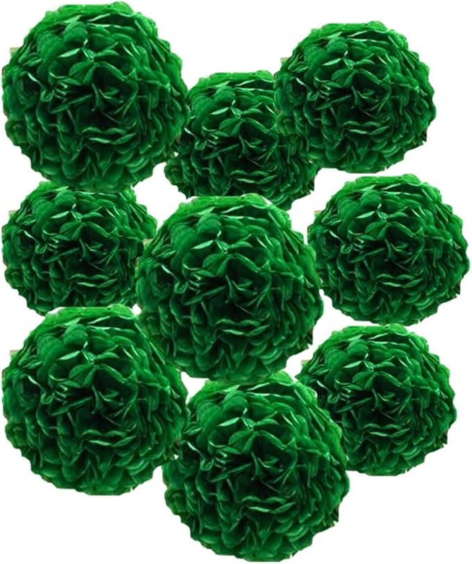 12pcs 10in 12in Dark Green Pom Poms Tissue Paper Flower Hanging Balls Wedding by Yangeey