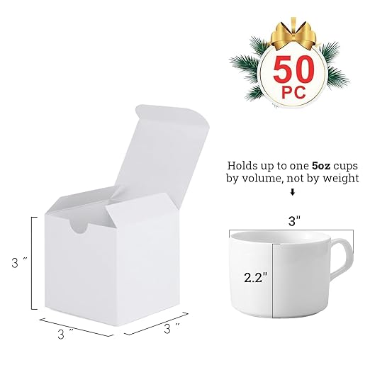 MESHA White Gift Box 50PC 3x3x3'' Sturdy Gift Boxes - Image 2