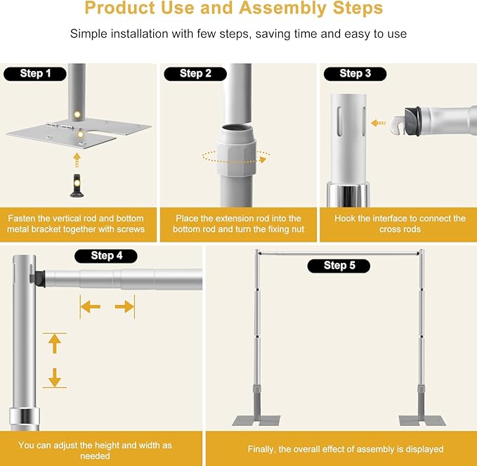 Jiang&Rong 10ft x 10ft Adjustable Backdrop Stand Kit - Image 5