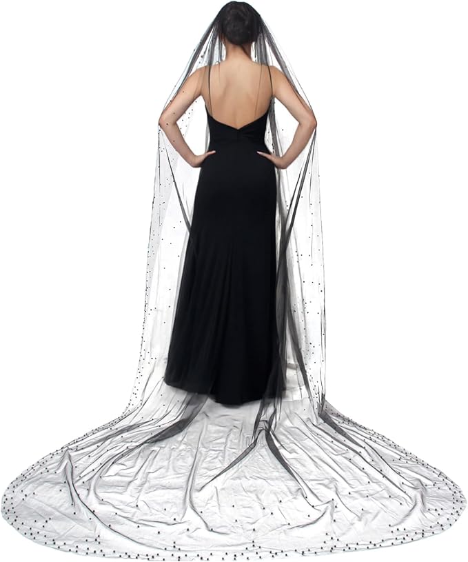 1 Tier Pearl Wedding Bridal Veil - Image 2