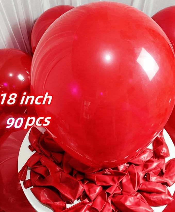 90 Pack Red Balloons 18 inch Red Latex Party big Balloon Bulk - Image 2