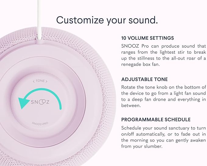 SNOOZ Pro - Smart White Noise Machine & Travel Case - Real Fan Inside, - Image 5