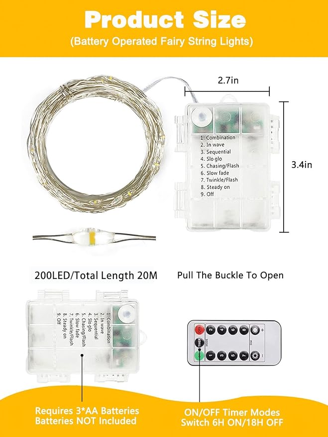 2 Pack 200LED Battery Operated Fairy Lights - Image 7
