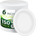 150PCS 100% Small Dessert Plates Disposable, 6 inch Paper Plates, Compostable by Birchio