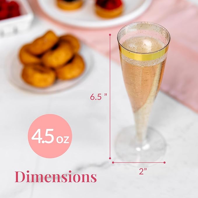 Prestee 48 Disposable Plastic Champagne Flutes - Image 3