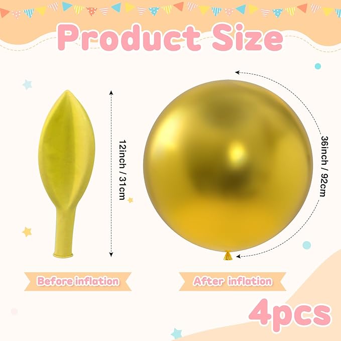 36 inch Metallic Gold Giant Balloons, balloons garland or arch as wedding - Image 2