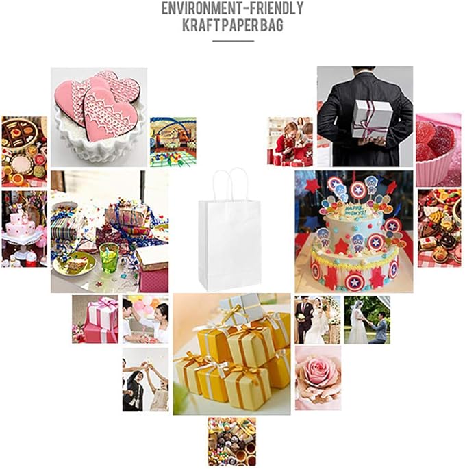 25 PCS Small Gift Bags White Kraft Paper Bag - Image 5
