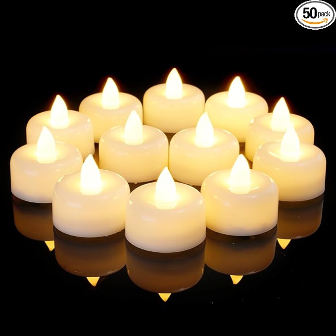Amagic 50Pack Flameless LED Tea Lights Candles Battery Operated, Electric Fake by AMAGIC