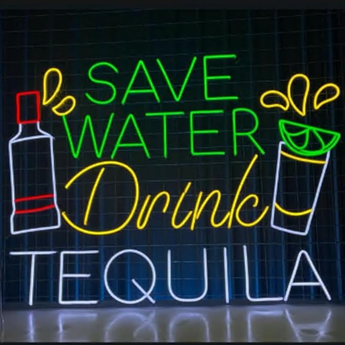 Save Water Drink Tequila Led Sign, Tequila Neon Sign, Custom Neon Sign by BELISAMA