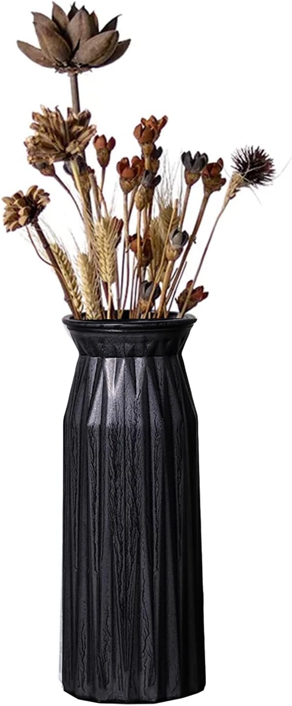 Black Antique Vase, 12 Inches Elegant Vintage Glass Vase Rustic European Unique by Valemoon