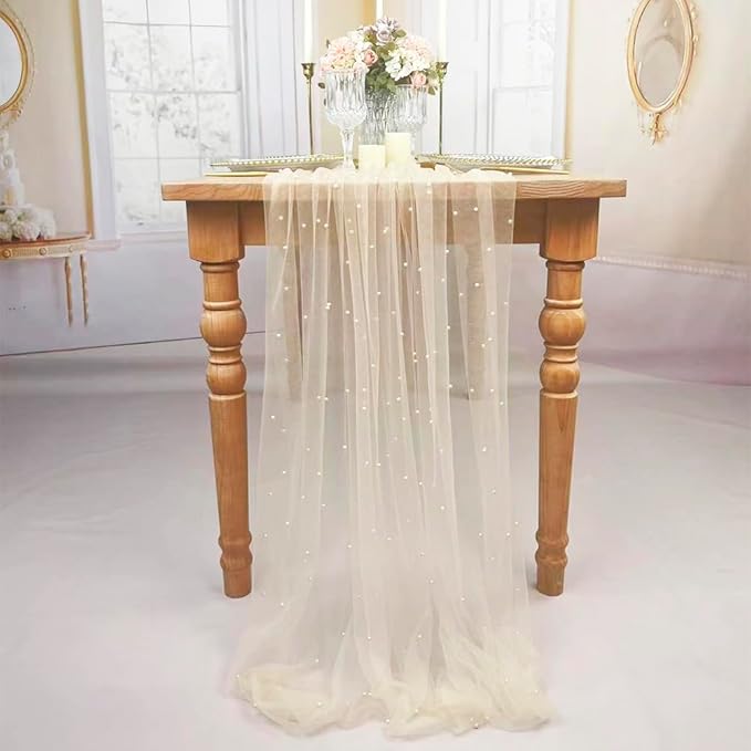 EHLDekol Pearl Table Cloth Elegant Polyester Table Runner - Image 2