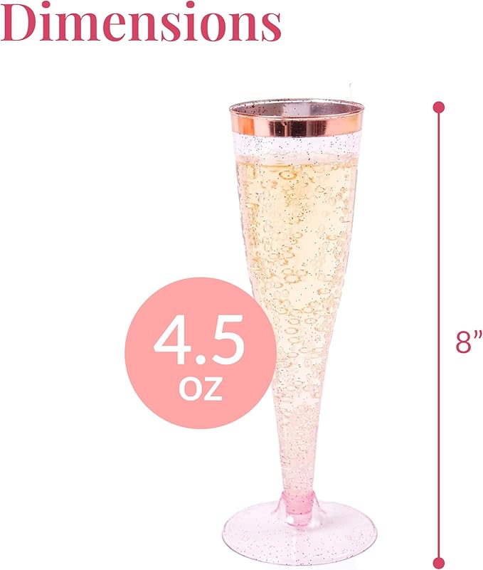 Prestee Set of 24 Plastic Champagne Flutes Disposable - Image 3