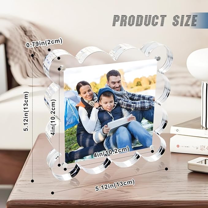 3 Pack 4x4 Inch Magnetic Acrylic Picture Frame, 10+10mm Thick Block, Double - Image 2