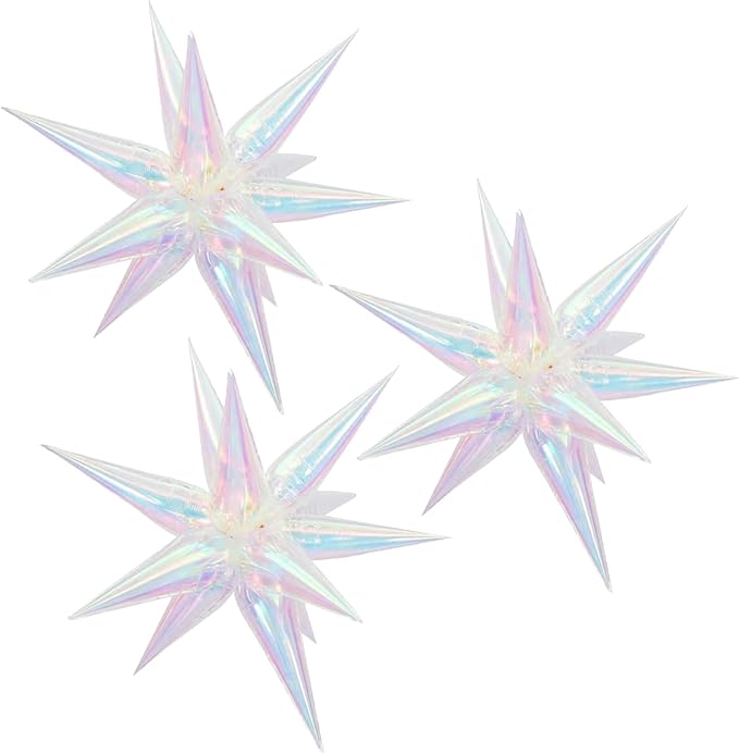 3pcs 26inch 3D iridescent Laser transparency Explosion Star foil balloon by Enimapod