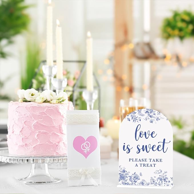 Acrylic Wedding Signs, Dusty Blue Wedding Decor, Love is Sweet Signs - Image 6