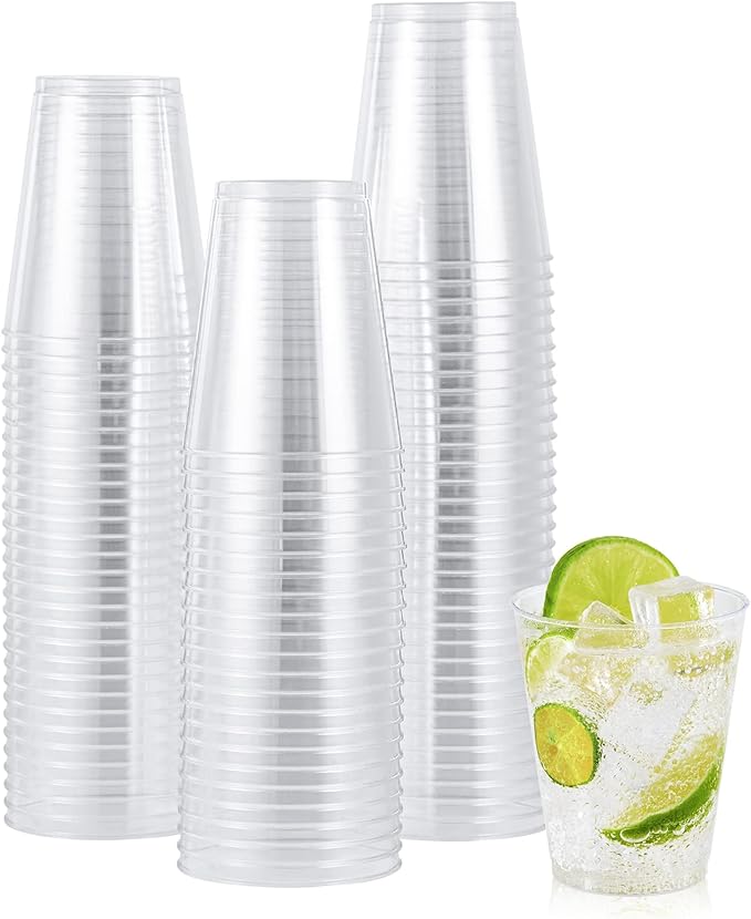 JOLLY CHEF 8 oz Clear Disposable Plastic Cups, Heavy-duty 100 Pack Clear by JOLLYCHEF