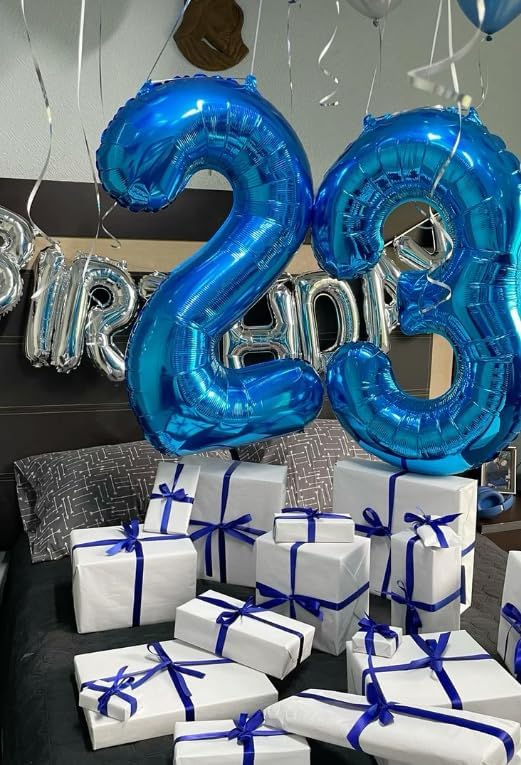 40 Inch Big Blue Number 2 Balloon Birthday Decoration, Number 2 Helium Balloon - Image 3